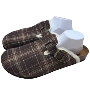 NWOT Fitory Plaid‎ Mule Slip Ons Cork Footbed Cozy Cabincore Holiday Women’s 12 thumbnail 2