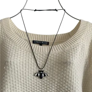 Gothic Black & White Bat Pendant Spooky‎ Season Necklace thumbnail 4
