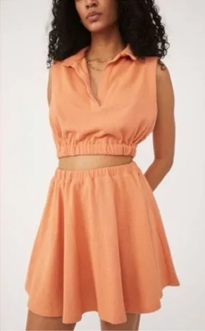 Free People x Revolve Ace top in Peach Pit Cropped with collar Terrycloth sz Med thumbnail 1