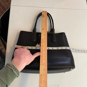 Michael Kors Adele Black‎ Pebbled Safiano Leather Satchel Handbag Purse thumbnail 7