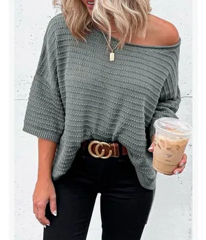 NEW~ 3/4 Sleeve Loose Tunic Tops Lightweight Knit Pullover Sweater 2X thumbnail 5