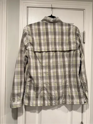 L.L. Bean Size S Green Gray Plaid Vented Nylon Hiking Trail Shirt Secure Pocket thumbnail 10