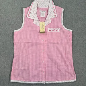 Secret Treasures Gingham Pajama Top Women's Small Pink Cottagecore Sleeveless thumbnail 1