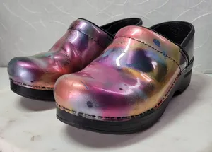 Dansko Pro Clogs Womens 7/37 Iridescent Metallic Multicolor Patent Leather thumbnail 1
