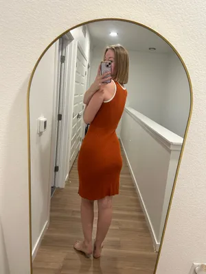 Orange midis dress with cutout Size M thumbnail 2