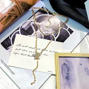 18K Gold Plated Layered Metal Sequins Stat Pendant Choker Necklace for Women thumbnail 3