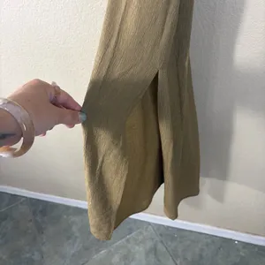 Zara Dress Womens Sz XS Khaki Olive Midi Pleated Tie Waist Contemprorary Beachy thumbnail 6