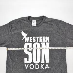 Western Son Vodka Logo Grey Gray Unisex Crewneck T-Shirt Tee Top - Size M - NWOT thumbnail 8