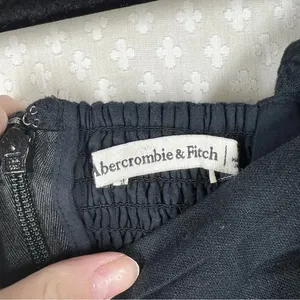 Abercrombie & Fitch Black Emerson Linen Blend Pleated Mini Dress‎ thumbnail 3