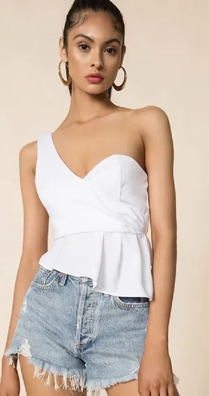 NEW!! Superdown Revolve Karlie One Shoulder Top in‎ White thumbnail 1