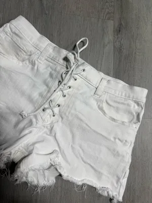 Express vintage mid rise lace up denim shorts thumbnail 2