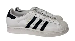 New Adidas WOMENS 11 Superstar White Black Leather Shell Toe Shoes FV3284 thumbnail 1