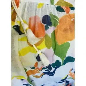 Roller Rabbit Tunic Top Serafina Fruit Print Cotton Gauze Fringe XL‎ Swim Resort thumbnail 7