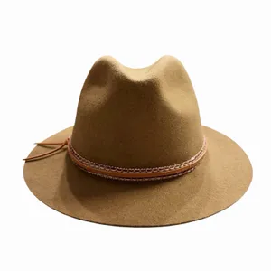 Anna & Ava Women 100%‎ Wool Fedora Hat Brown Western Rancher Wide Brim Boho Fall thumbnail 3