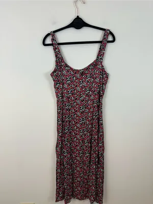 Zara Floral Midi Dress with Slit Satin Material Size Large Women's thumbnail 6