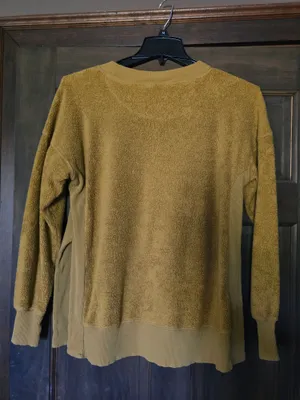 aerie Golden Mustard Crewneck Top Faux sherpa Xs thumbnail 5