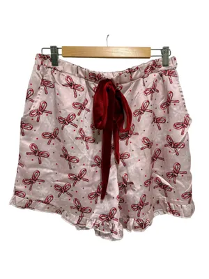 Simply Southern Candycane Bow Christmas Pajama Set Pink Satin XL Holiday PJs NWT thumbnail 2
