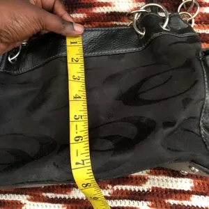 Y2K Gothic Whimsygoth Grunge Black monogram “C” shoulder hand bag purse silver o-ring chain straps studded thumbnail 6