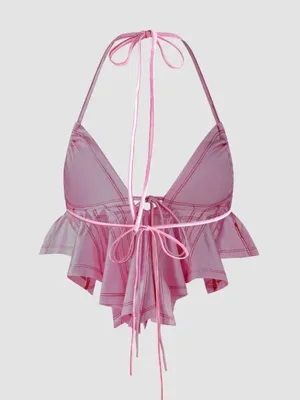 NWT Irregular backless crop top Pink Size M thumbnail 5