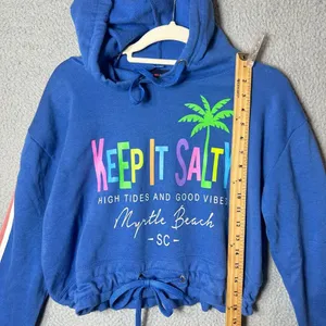 Myrtle Beach Hoodie Womens XL Blue Keep It Salty Long Sleeve‎ Drawstring Hem thumbnail 5