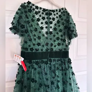 Mac Duggal Floral Embellished Butterfly Sleeve Velvet‎ Hem Midi Dress- NWT thumbnail 9
