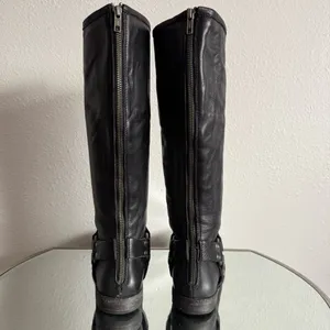 FRYE Black Leather Phillip Harness Tall Knee High Preppy Moto Riding Boots thumbnail 8