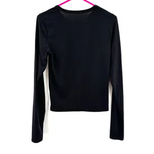 Athleta Size Small Top Black Long Sleeve Cropped Twist Yoga Gym‎ Running Active thumbnail 2