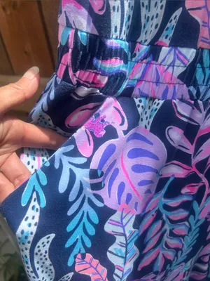 Lilly Pulitzer Wyota Tropical Jungle Blue Purple Jumpsuit Size Large thumbnail 8