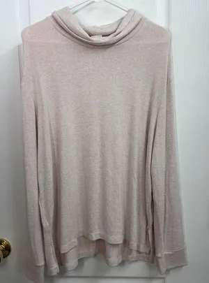 Stars Above pale pink soft cowl neck knit sweater‎ lounge stretch pullover shirt thumbnail 1