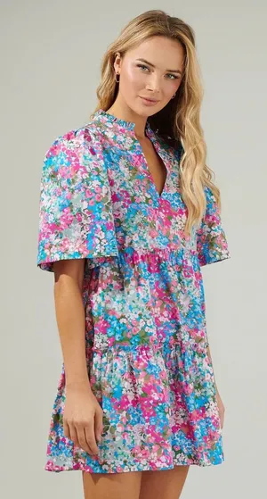 Sugarlips Women’s Floral Shift Dress With Split Neck Size XS thumbnail 1
