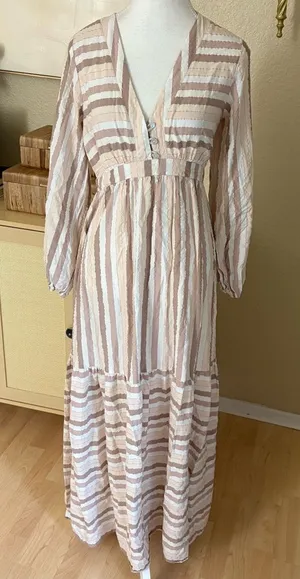 ANTHROPOLOGIE AMADI Alisha Striped Maxi Dress‎ Size XS thumbnail 1