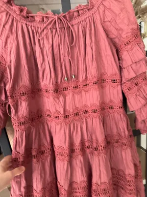 eyelet ruffle Corsair Frill Tier Dress Vintage Rose rust long sleeve thumbnail 8