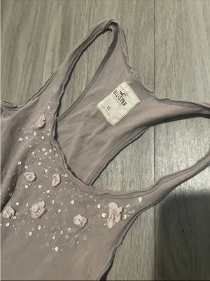 Hollister Mauve Racerback Tank with Floral Appliqués thumbnail 2
