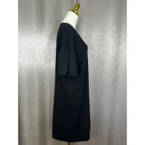 Lauren Ralph Lauren Black V-Neck Flutter Sleeve Knit Sweater Dress XL thumbnail 4