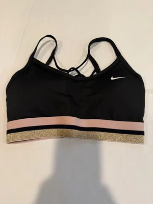 Nike Indy Icon Clash Light-Support Sports Bra with Metallic Gold and Pink Trim thumbnail 2