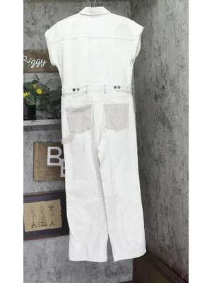 NWT Woolrich X TGT Sleeve Western Denim Jumpsuit 94611508 Cream Off White 4 thumbnail 3
