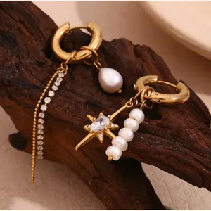 316L Stainless Steel‎ Freshwater Pearl StarDrop Earrings thumbnail 2