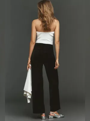 Maeve Anthropologie Colette Wide Leg Velvet Pants Black 25 thumbnail 2