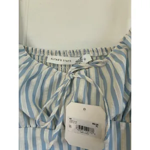 NWT Altar'd State Blue Ivory Striped Midi Dress XL Smocked Milkmaid‎ Cottageore thumbnail 8