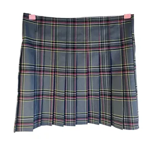 Dark Academia Womens grey, pink, neon yellow Plaid Skirt Size: See Measurements thumbnail 1