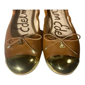 Sam Edelman Fairleigh Ballet Flats Orange Brown Gold Cap Toe Leather 9M thumbnail 10