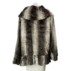 Jackets Galore By John Farah Black Striped Faux Fur Shawl Ruffle Jacket Size L thumbnail 3