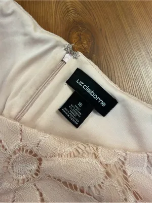 Liz Claiborne Pink Floral Daisy Lace Dress 16 V-Neck Cap Sleeve Flirt A-Line thumbnail 6