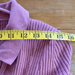 Abercrombie & Fitch Ribbed Pink Collared Bodycon V-neck Mini Dress Size MT thumbnail 5