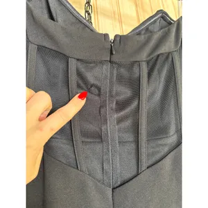 NWOT Lulus Iconic Arrival Black Strapless Bustier Mermaid Maxi Dress Party Sz S thumbnail 7