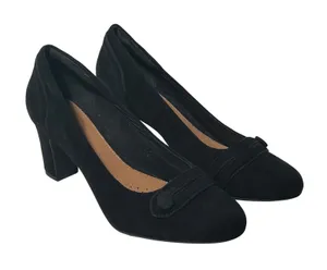 Clarks Artisan Tamryn Cider Black Suede Block Heel Pumps Womens 8.5‎ M thumbnail 1