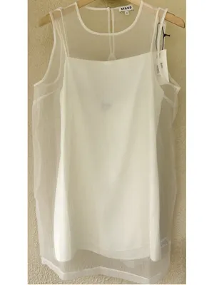 STAUD Brea Shift Mini Dress S Ivory Sheer Minimalist Clean Girl Business Casual thumbnail 5