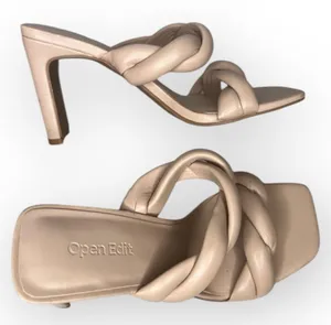 Open Edit Remmy Twist Heeled Sandals Women’s Size 6.5M Beige Heel Shoes thumbnail 1