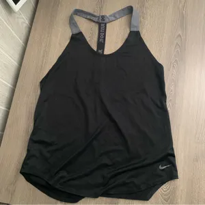 Nike Dri-Fit Elastika Tank Top Racerback T Back Black Gray S thumbnail 4