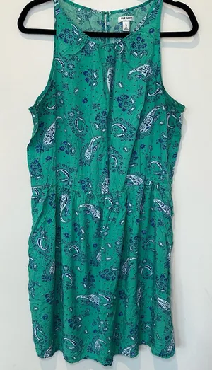 Old Navy Green and Blue Paisley Print Sleeveless Dress Size XL thumbnail 1